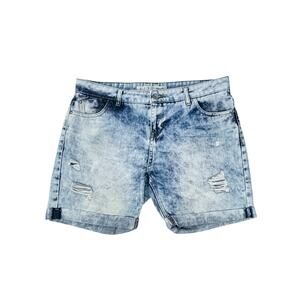 Denim Co Light Wash Distressed Boyfriend Shorts - Size 10